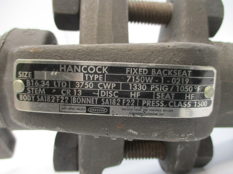 HANCOCK 7150W-1-0219 B16.34 SA182F22 1330PSI 1" NSNP