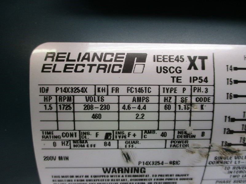 RELIANCE ELECTRIC P14X3254X 208-230/460V 4.6-4.4/2.2A NSNP