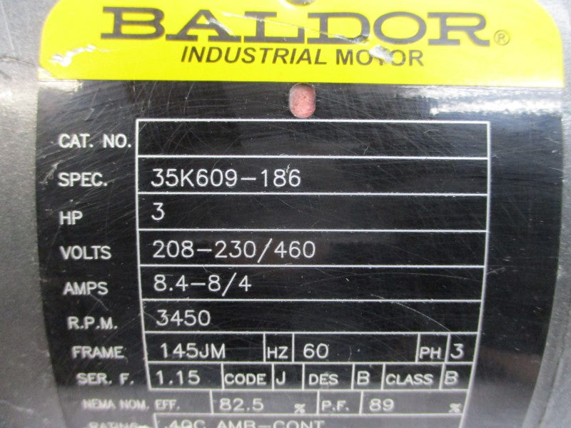 BALDOR JMM3158TSB 35K609-186 208-230/460V 8.4-8/4A NSNP