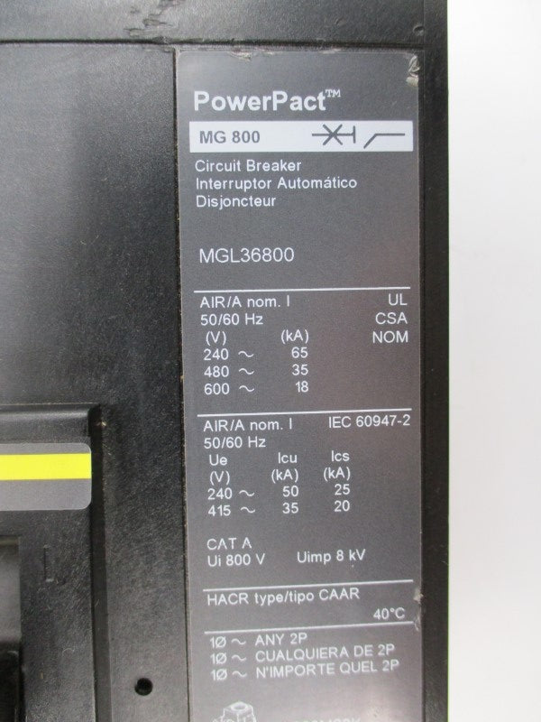 SQUARE D MGL36800 SER. 2 600V 800A NSNP