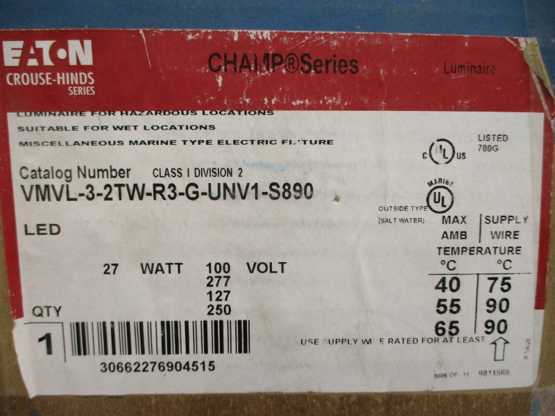 EATON VMVL-3-2TW-R3-G-UNV1-S890 100-277VAC 0.10-0.27A NSMP