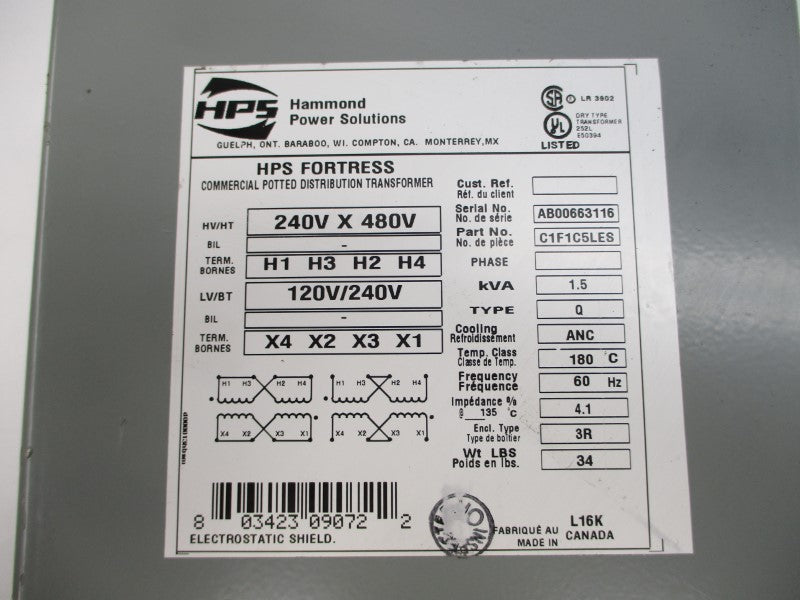 HPS C1F1C5LES 240/480V UNMP