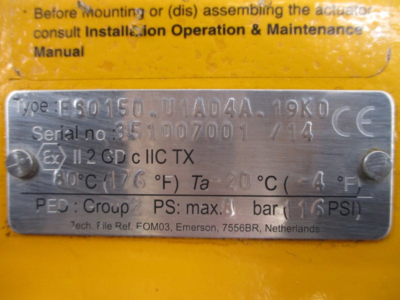 COYLE VALVE ES0150.U1A04A.19K0 116PSI UNMP