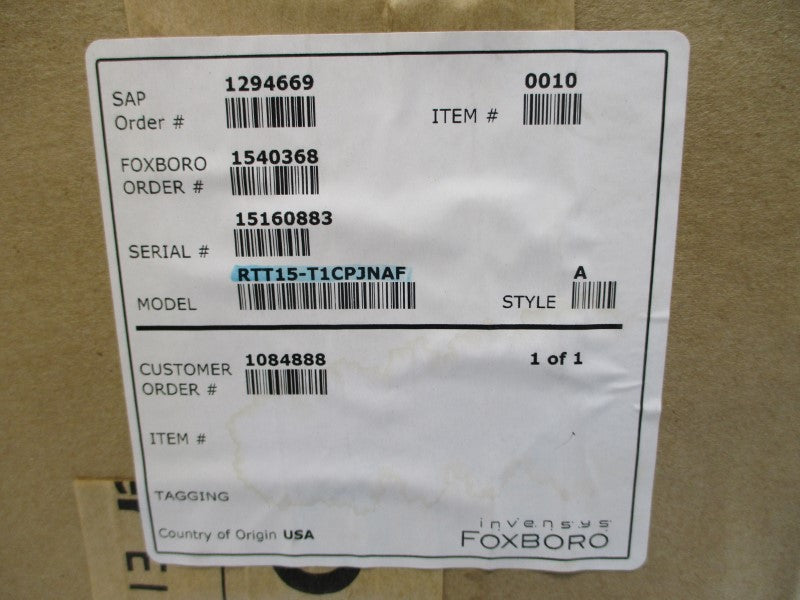 FOXBORO RTT15-T1CPJNAF NSFS