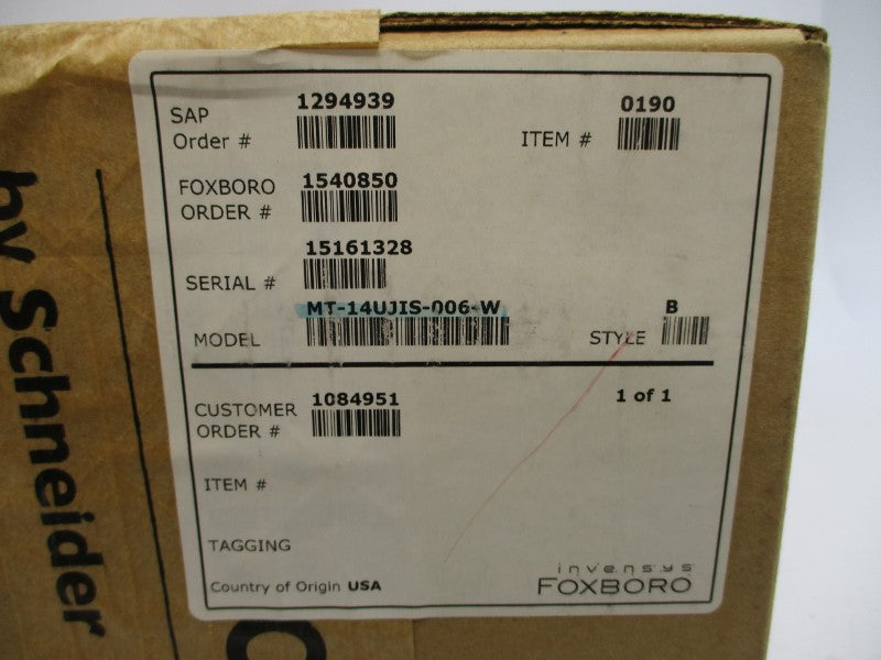 FOXBORO MT-14UJIS-006-W NSFS