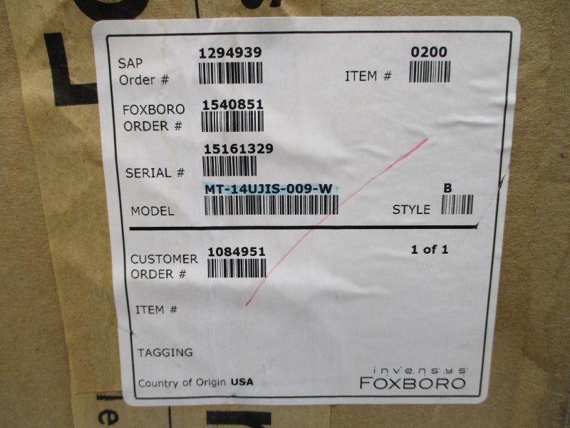 FOXBORO MT-14UJIS-009-W NSFS