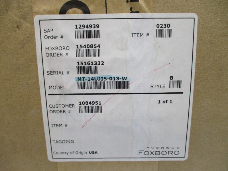 FOXBORO MT-14UJIS-013-W NSFS