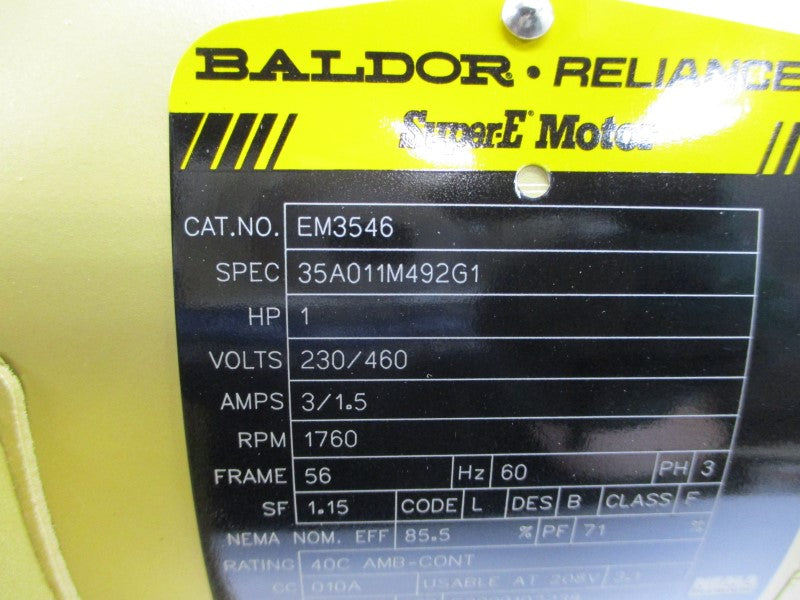 BALDOR EM3546 35A011M492G1 230/460V 3/1.5A NSMP