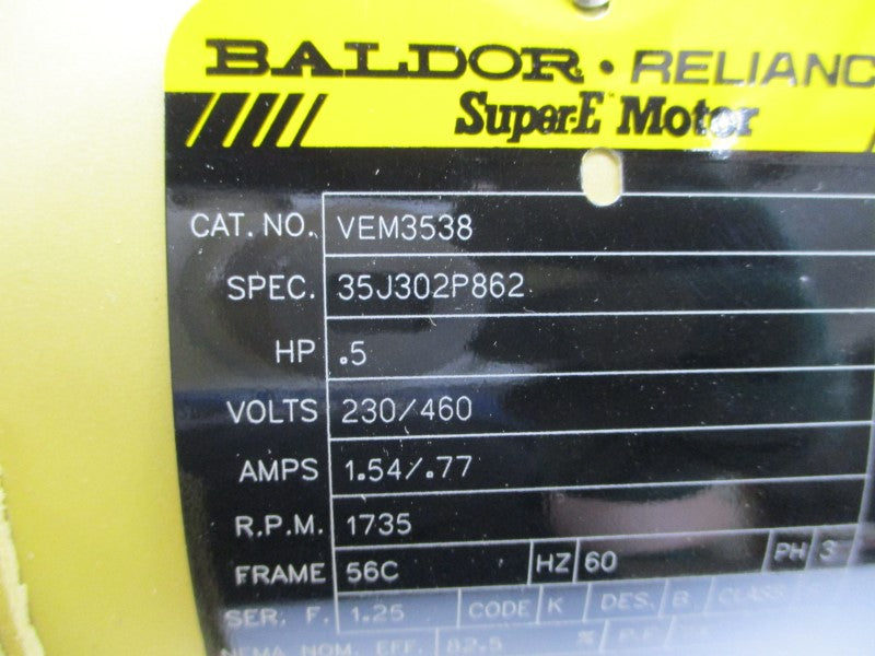 BALDOR VEM3538 35J302P862 230/460V 1.54/.77A NSMP