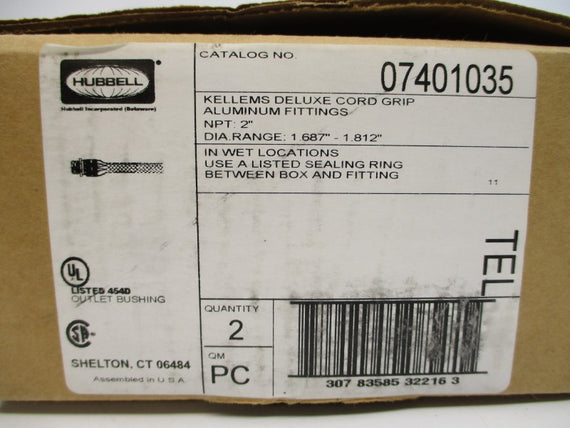 HUBBELL 07401035 2" (PKG OF 2) NSMP