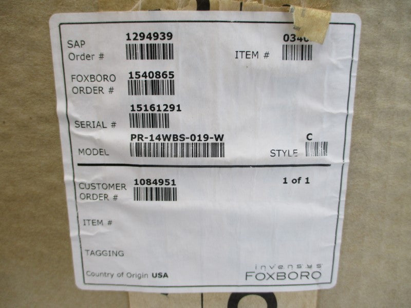 FOXBORO PR-14WBS-019-W NSMP