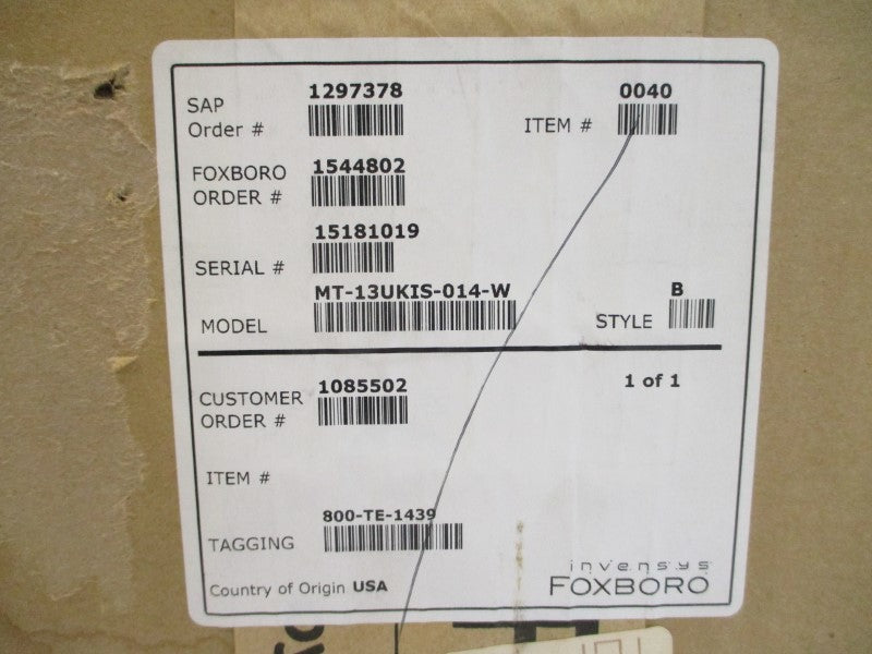 FOXBORO MT-13UKIS-014-W NSMP