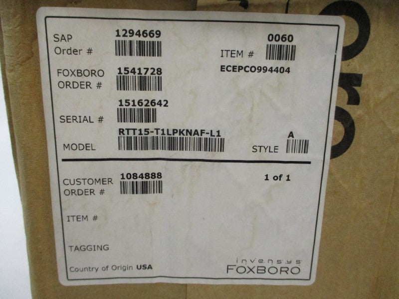 FOXBORO RTT15-T1LPKNAF-L1 NSFS