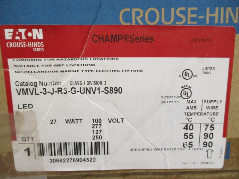 EATON VMVL-3-J-R3-G-UNV1-S890 100-277VAC 0.10-0.27A NSMP