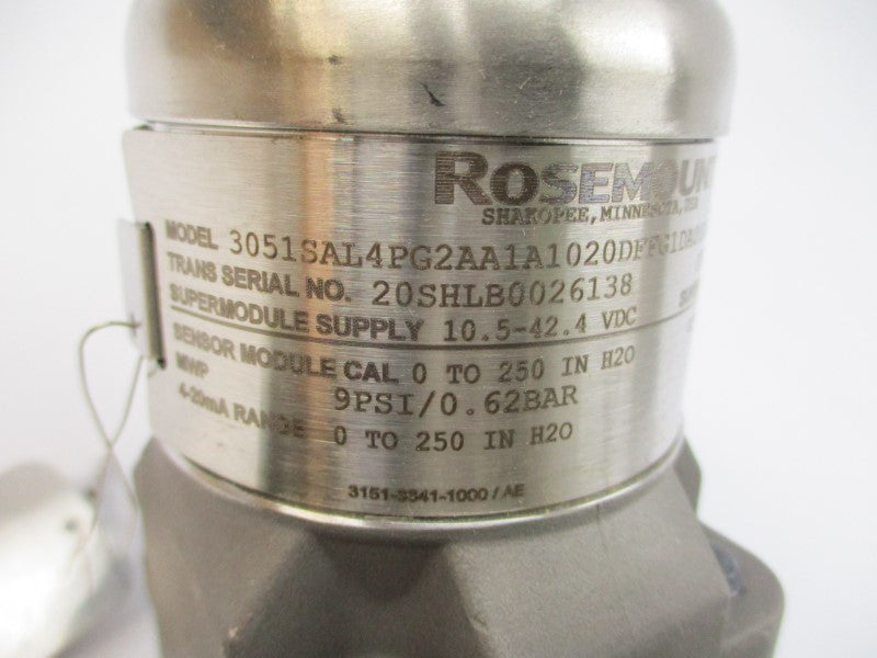 ROSEMOUNT 3051SAL4PG2AA1A1020DFFG1DA00R02E5M5 10.5-42.4VDC 9PSI NSMP