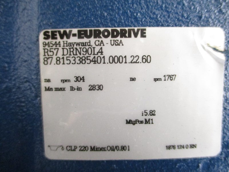 SEW-EURODRIVE R57DRN90L4 230/460V 6.00/3.00A NSNP