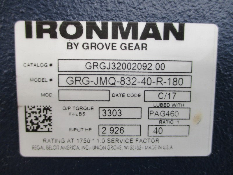 GROVE GEAR GRGJ32002092.00 GRG-JMQ-832-40-R-180 NSNP