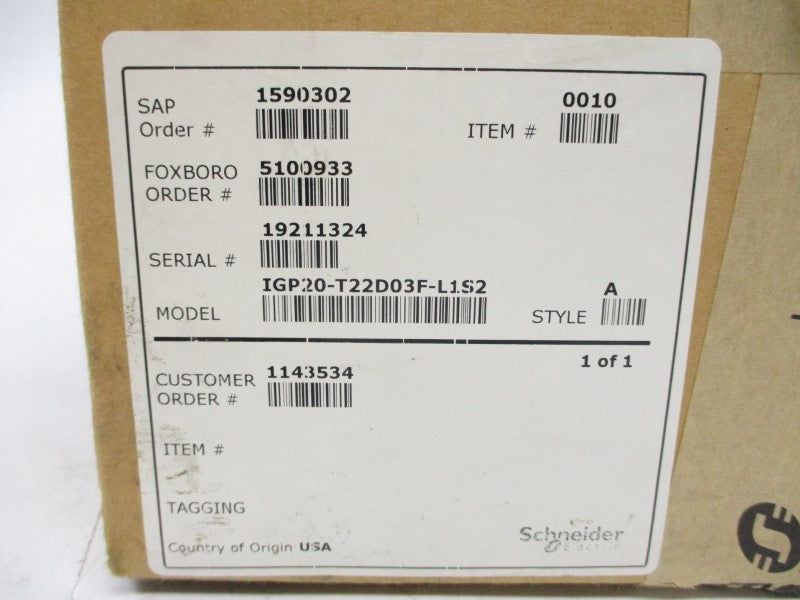 FOXBORO IGP20-T22D03F-L1S2 12.5-42VDC 3626PSI NSMP