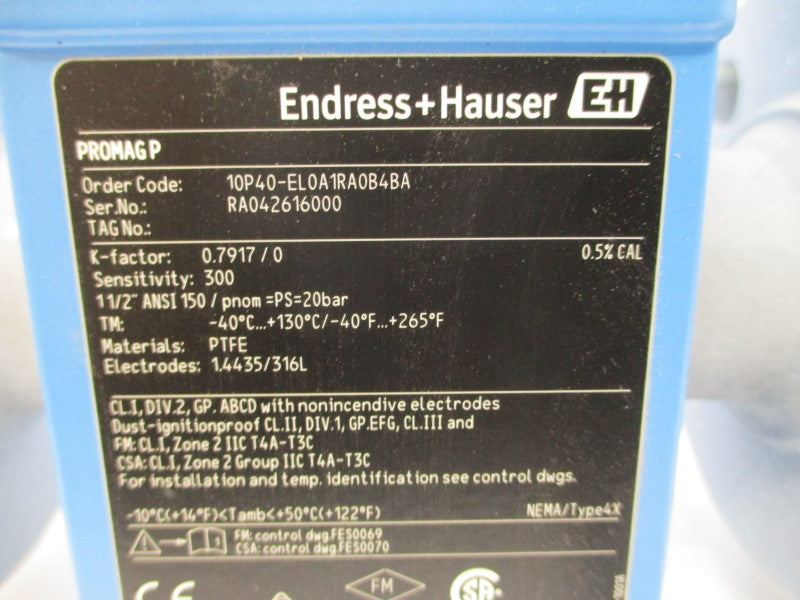 ENDRESS+HAUSER 10P40-EL0A1RA0B4BA 85-250VAC 1-1/2" NSMP
