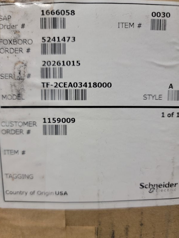 FOXBORO MT-14WJIS-018 TF-2CEA03418000 2500PSI NSMP