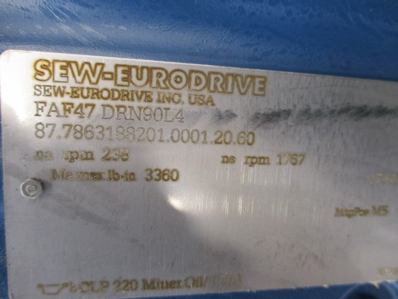 SEW-EURODRIVE FAF47DRN90L4 230/460V 6.00/3.00A NSNP