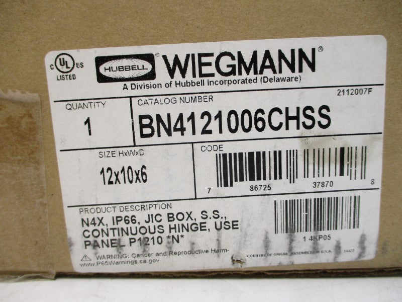 WIEGMANN BN4121006CHSS 12X10X6 NSMP