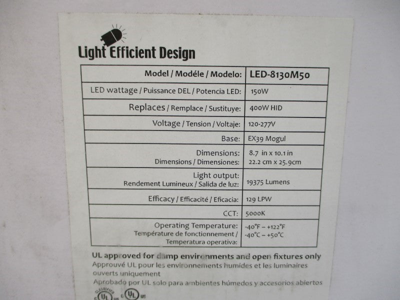 LIGHT EFFICIENT DESIGN LED-8130M50 120-277V NSMP