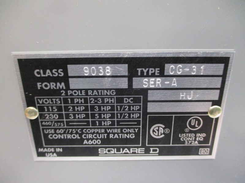 SQUARE D 9038CG31 SER. A 460/575V NSNP