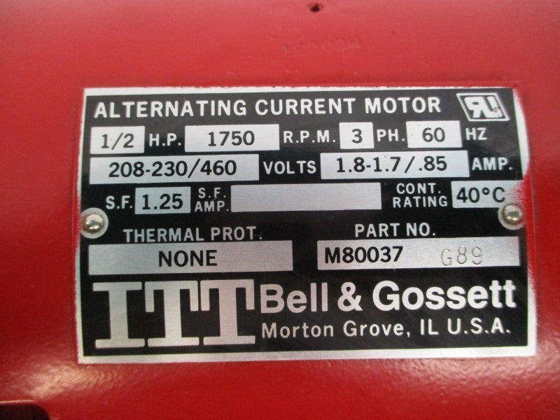 BELL & GOSSETT 172517 G89 208-230/460V 1.8-1.7/.85A NSMP