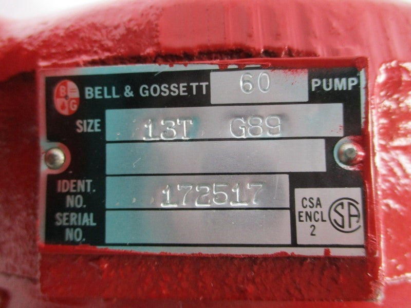 BELL & GOSSETT 172517 G89 208-230/460V 1.8-1.7/.85A NSMP