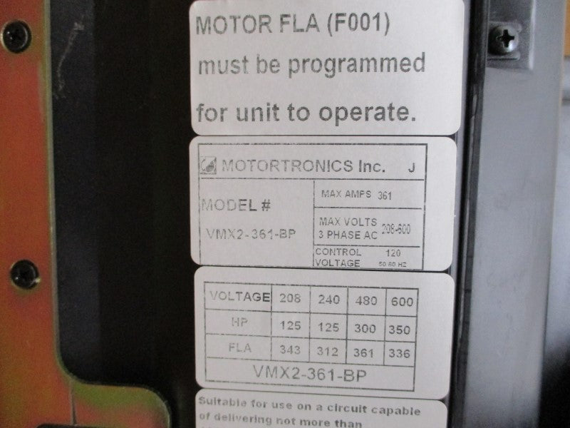 MOTORTRONICS VMX2-361-BP 208-600VAC 361A NSMP