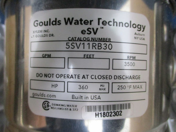 GOULDS WATER TECHNOLOGY ESV 5SV11RB30 360PSI NSMP