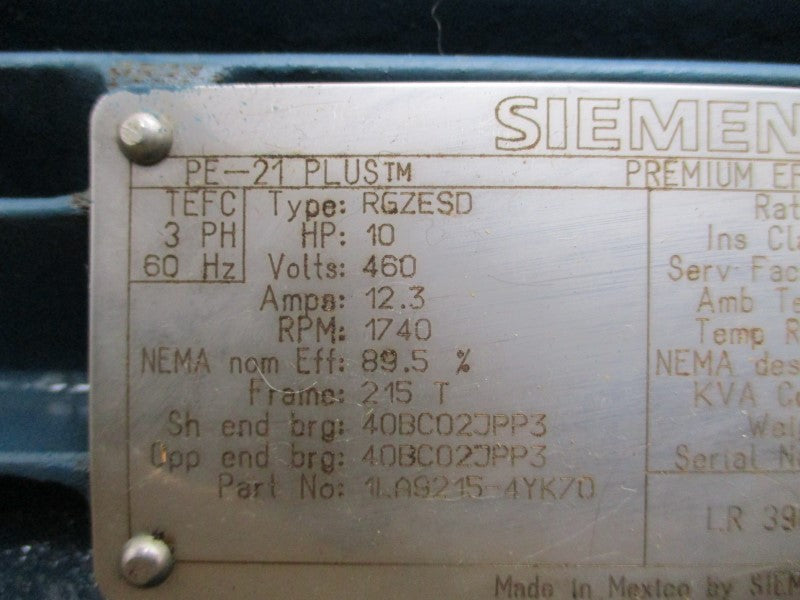 SIEMENS RGZESD PE-21 PLUS 460V 12.3A NSMP