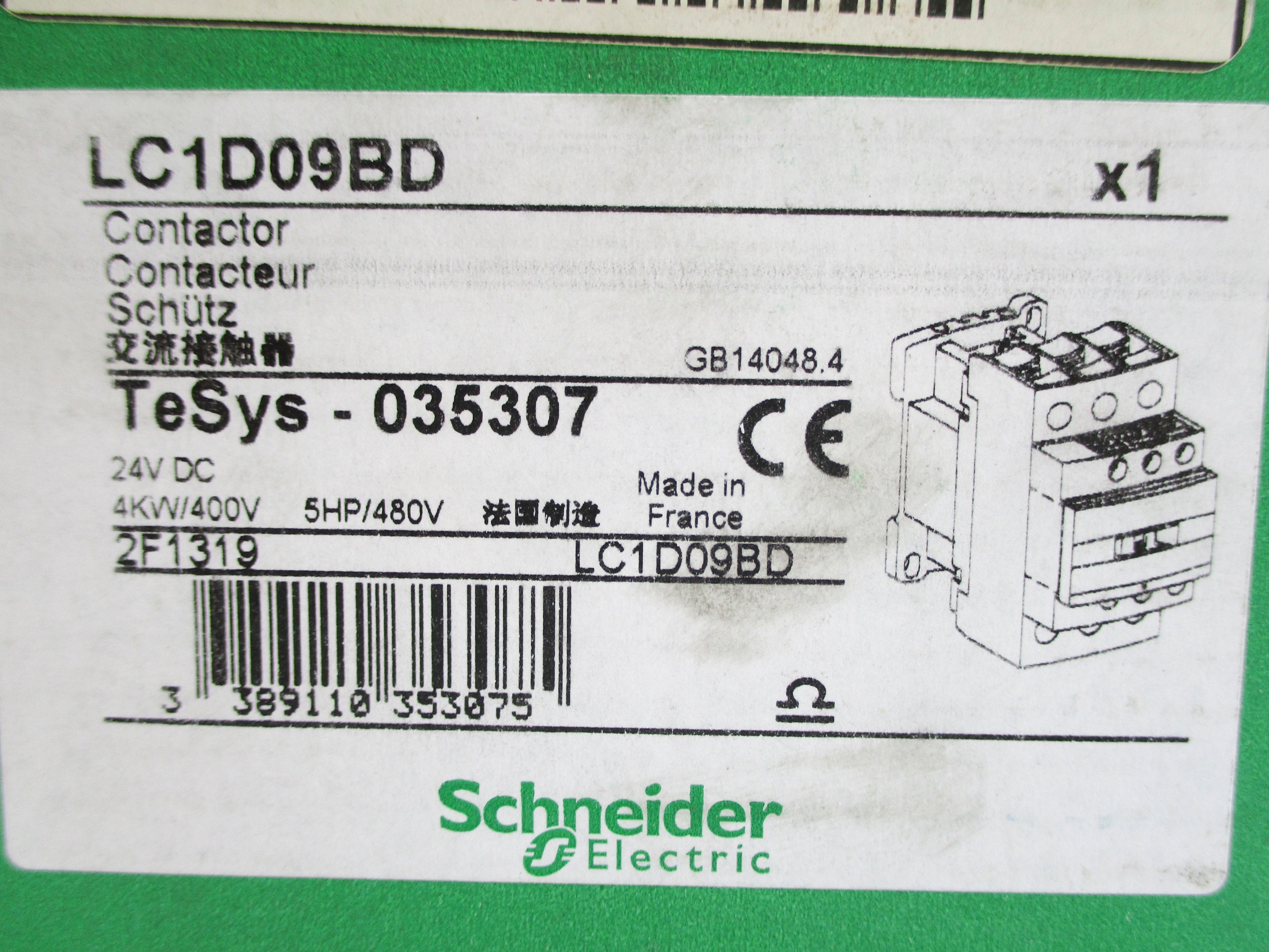 SCHNEIDER ELECTRIC LC1D09BD 24VDC NSFS