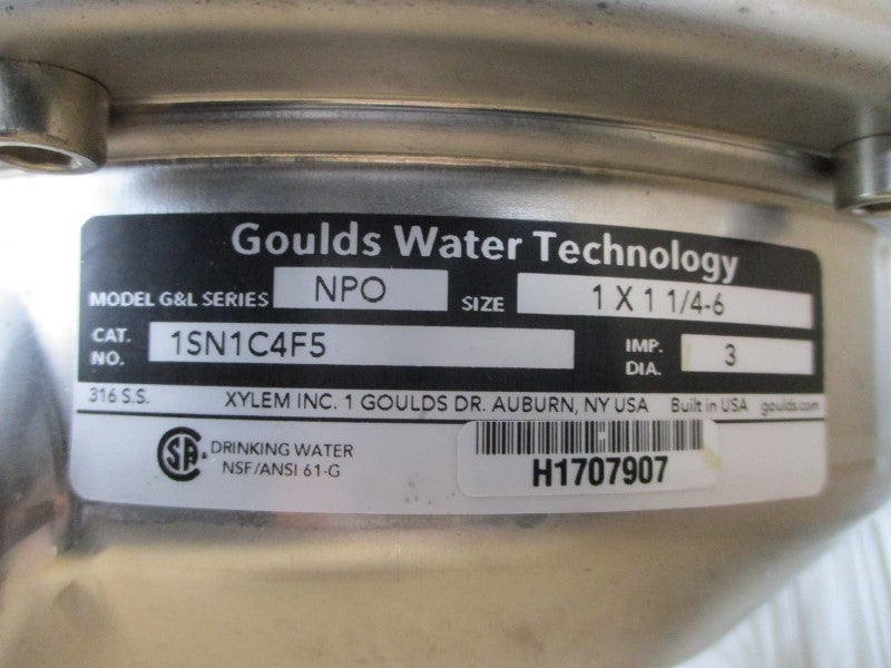 GOULDS WATER TECHNOLOGY 1SN1C4F5 1X1-1/4-6 115/208-230V 7.8/3.8-3.9A NSMP