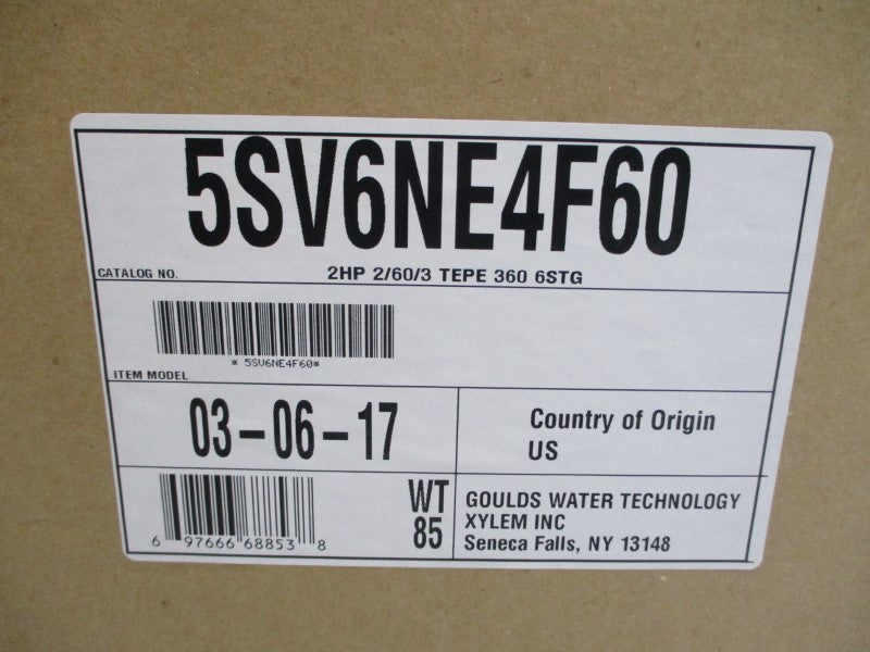 GOULDS WATER TECHNOLOGY ESV 5SV6NE4F60 208-230/460V 5.3-5/2.5A 360PSI NSMP