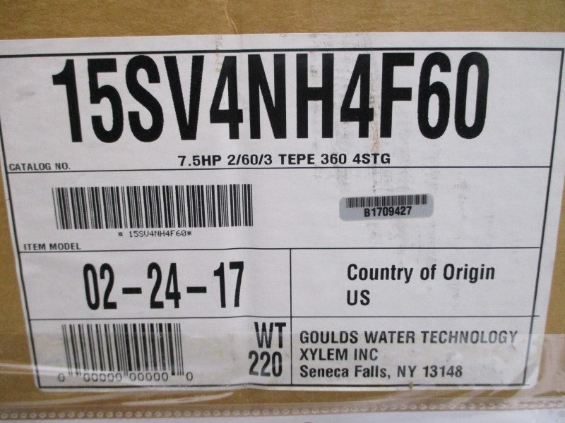 GOULDS WATER TECHNOLOGY 15SV4NH4F60 208-230/460V 18.5-16.8/8.4A 360PSI NSMP