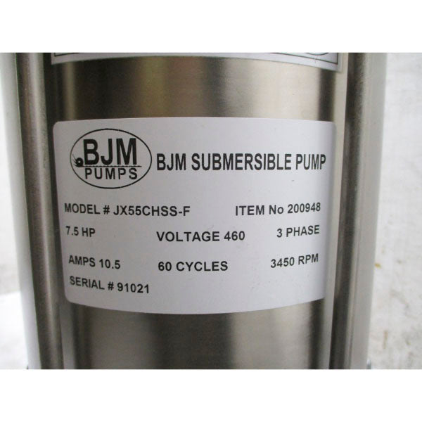 BJM PUMPS JX55CHSS-F 200948 460V 10.5A NSNP