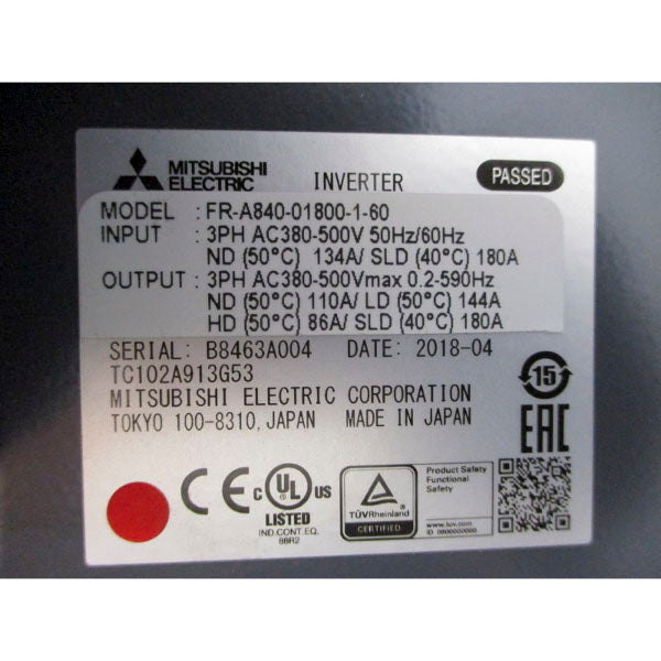 MITSUBISHI ELECTRIC FR-A840-01800-1-60 380-500VAC 134A NSNP