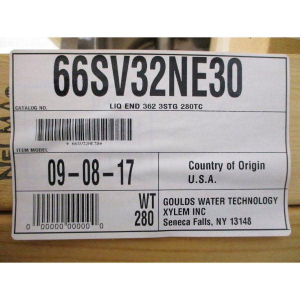 GOULDS WATER TECHNOLOGY 66SV32NE30 362PSI NSMP