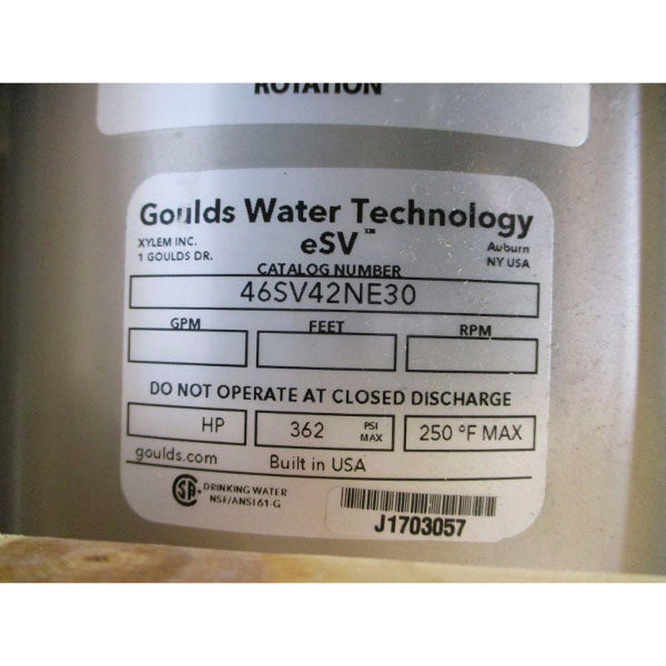 GOULDS WATER TECHNOLOGY 46SV42NE30 362PSI NSMP