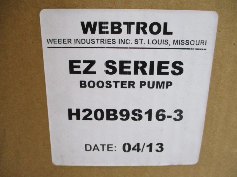 WEBTROL H20B9S16-3 W/ US MOTORS EE607 P63TLH-4853 208-230/460V 5.0-5.0/2.5A NSMP