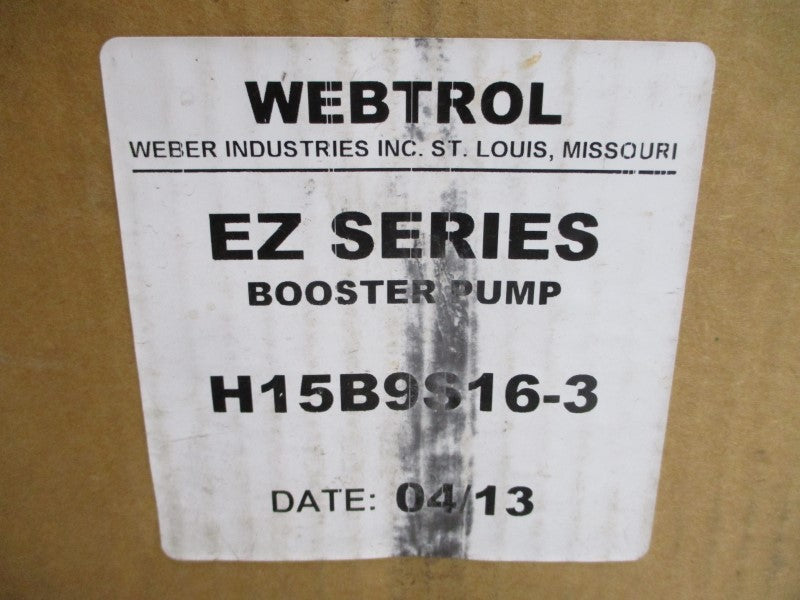 WEBTROL H15B9S16-3 W/ US MOTORS EE607 P63TLH-4853 208-230/460V 5.0-5.0/2.5A NSMP
