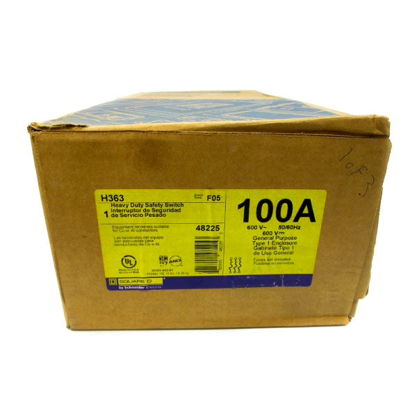 SQUARE D H363 SER. F05 600V 100A NSFS