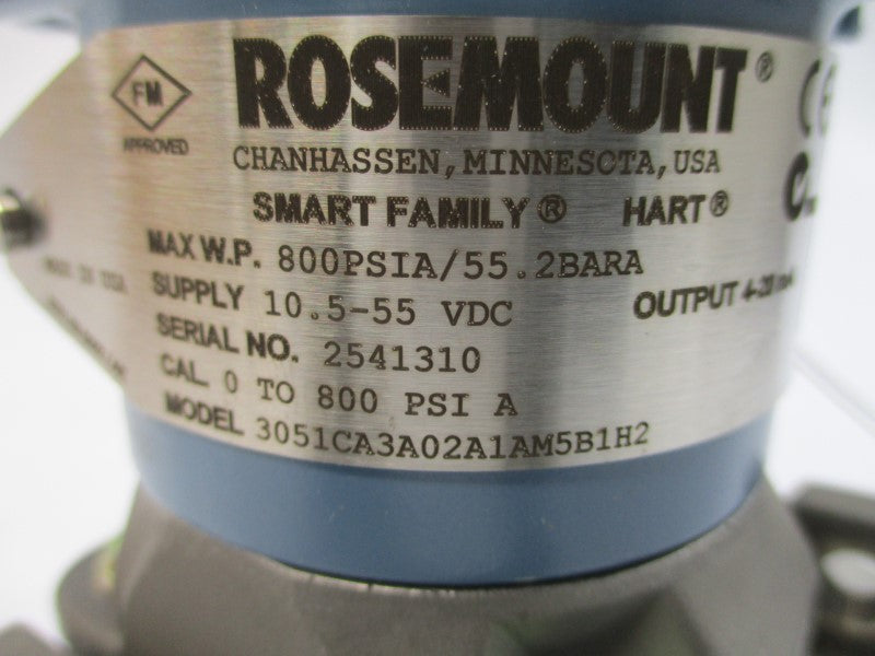 ROSEMOUNT 3051CA3A02A1AM5B1H2 10.5-55VDC 800PSI NSMP