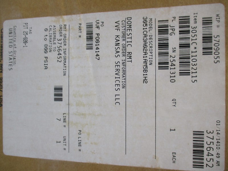 ROSEMOUNT 3051CA3A02A1AM5B1H2 10.5-55VDC 800PSI NSMP