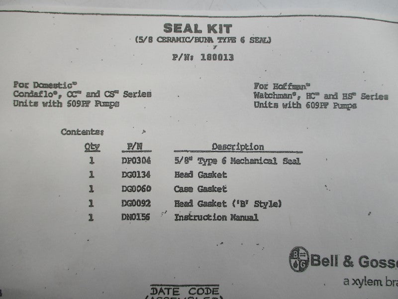 BELL & GOSSETT 180013 NSMP