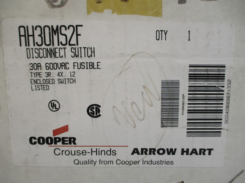 ARROW HART AH30MS2F 600VAC 30A NSMP