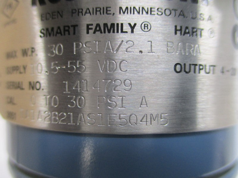 ROSEMOUNT 3051TA1A2B21AS1E5Q4M5 10.5-55VDC 30PSI NSMP
