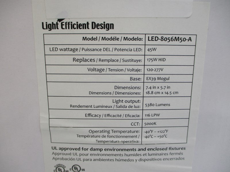 LIGHT EFFICIENT DESIGN LED-8056M50-A 120-277V NSMP